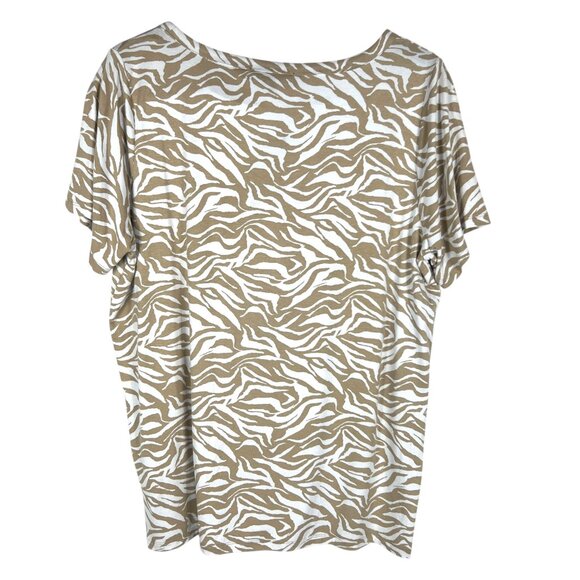 NWT Jones New York Signature Woman Classics Stretch Tee in Toast / White Size 1X - Picture 7 of 7